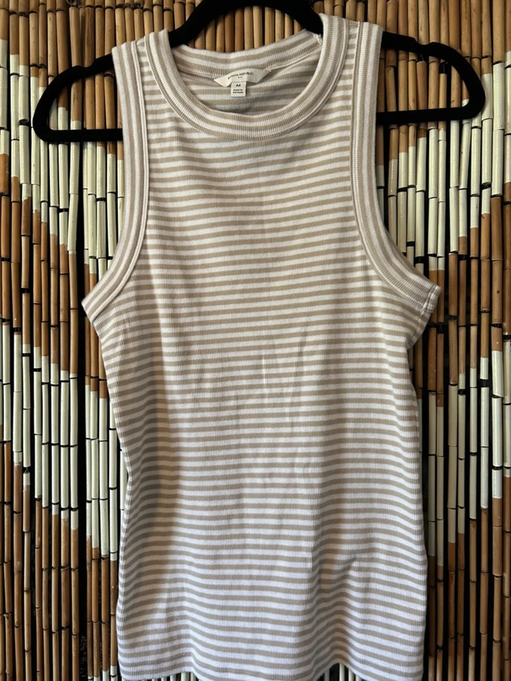 Striped Tank Top - Neutral Beige & White - Picture 1 of 3